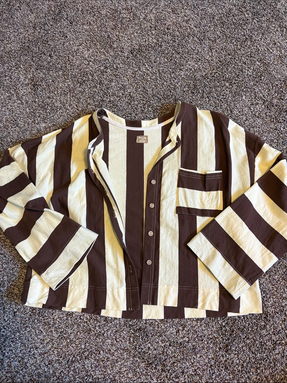 Free People Button Up Striped Top
